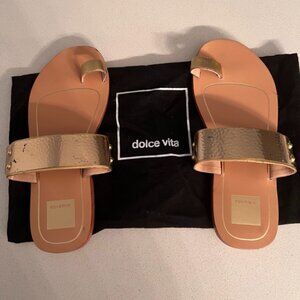 Dolce Vita Leather and Metallic Gold Sandals